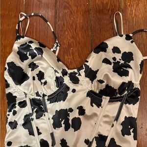 Black and White Spotted Bustier Top